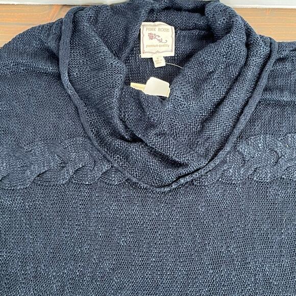 Pink Rose Open Knit Cowl Neck Navy Blue Sweater Vest NWT Size Small - Picture 4 of 16